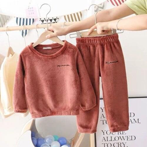 3-7 Years 2Pcs Winter Keep Warm Kids Clothing Set Thicken Plus Velvet Suit For Boys And Girls Toddler Children Christmas Present