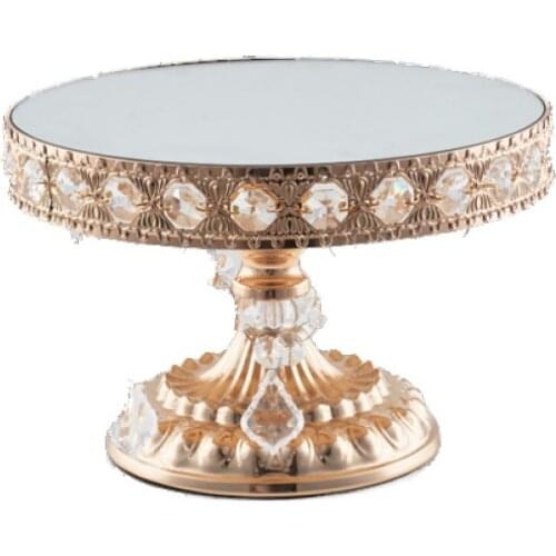 Creative Crystal Candle Holder Metal Gold Cake Dish Tray Table Wedding Centerpieces Candle Stand Lighthouse Mumluk Gift FC496