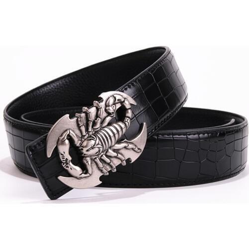 Hot Sale Man Leather Belt Deluxe Leather Crocodile Designer High Quality Scorpion Buckle Leather Denim Pants Free Shipping