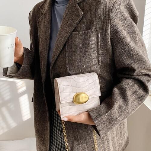 Mini Chain PU Leather Stone Pattern Crossbody Bags for Women 2021 Simple Totes Shoulder Bag Lady Luxury Handbags and Purses