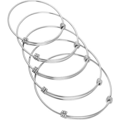 MJB0214 Wholesale Cheap Stainless Steel 1.5mm Simple a Triple Loop Adjustable Wiring Bangle Expandable Wire Bracelet