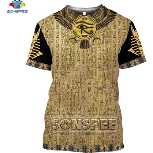 SONSPEE NEW Ancient Egyptian Egypt God Pharaoh Men T Shirts Camouflage Short Sleeve 3D Print Eye of Horus Man Tees Tops Shirt