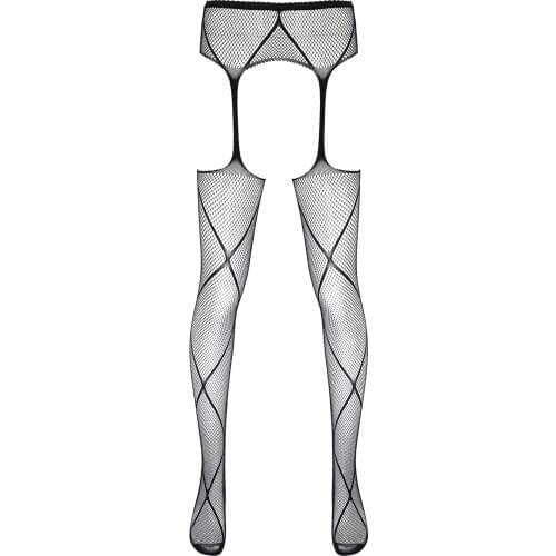 Men Lingerie Crotchless Pantyhose Stretchy Hollow Out Fishnet See-through Stockings Tights for Lingerie Night Stage Performance