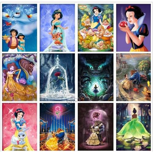 Disney 5D DIY Diamond Painting Alice in Wonderland Forest mushroom tree Embroiderya Full Cross Stitch Kits Mosaic Home Decor
