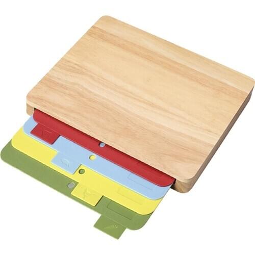 Cutting Board Set With Storage Case Nonslip Chopping Board Set With 4pcs PP Chopping Boards For Assortment Wooden Chopping Board