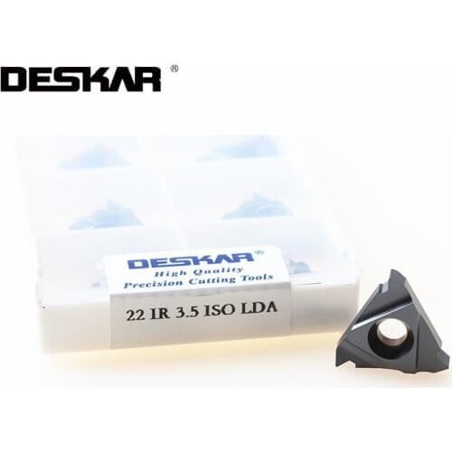 10PCS 22ER 22IR 3.5ISO 4.0ISO 4.5ISO 5.0ISO 5.5ISO 6.0ISO LDA Lathe Carbide Threading Inserts DESKAR Turning Tools For P.M