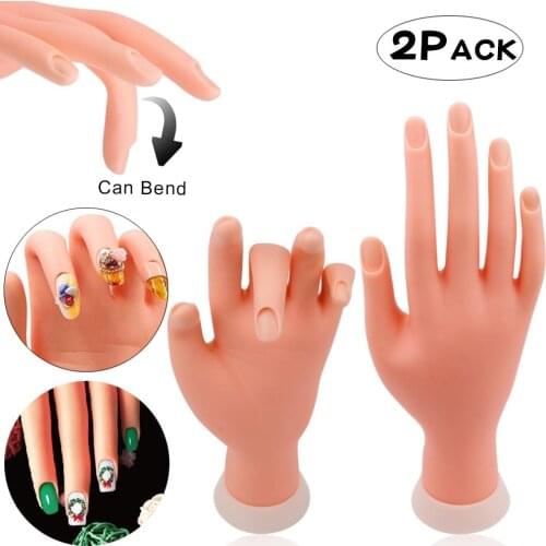 New Nail Practice Hand Flexible Movable Silicone Soft Plastic Flectional Trainer Nail Model False Hand Manicure Tool For Trainin