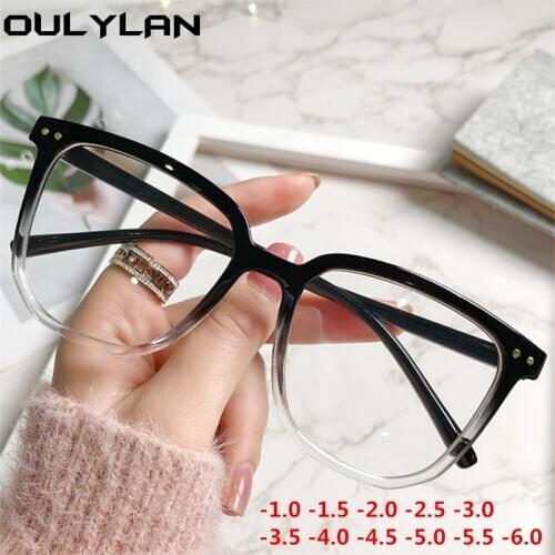 Oulylan Finished Myopia Glasses Women Men Oversized Square Myopia Eyeewar Prescription Glasses for Sight Minus -1.0 1.5 to -6