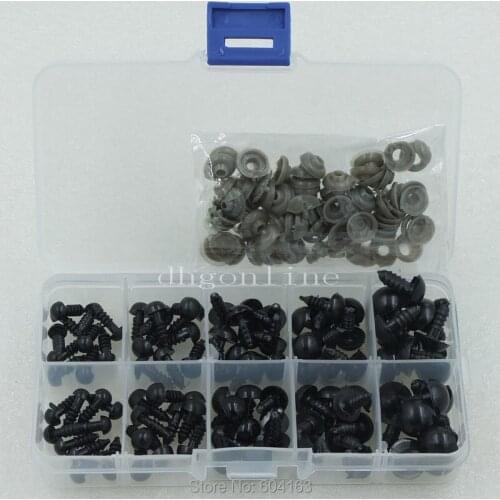 One Box 6 8 10 12mm Black Plastic Safety Eyes Washers for Toy Bear Doll Animal