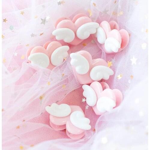 5PCS/lot Pink Heart Wing Plastic Paper Clips Memo Pad Message File Notes Clips Student Stationery Photoes Decor Office Supply
