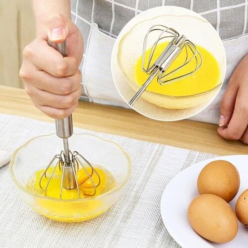 Semi-Automatic Egg Beater Stainless Steel Egg Whisk Manual Hand Mixer Self Turning Egg Stirrer Kitchen Egg Tools for Kitchen