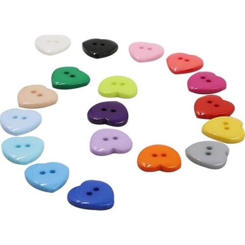 Hot 100Pcs/Lot Plastic Heart Shaped Buttons Mixed Color Button Made Hand Fastener Diy Making Supplies Materials Snap For Je R0Q7