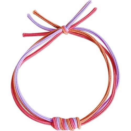 Simple Foundation Knotted Hair Rope Small Fresh Color Hit Hair Ring High Elastic Tie Hair Sweet Head Rope Leather Ribs 2021