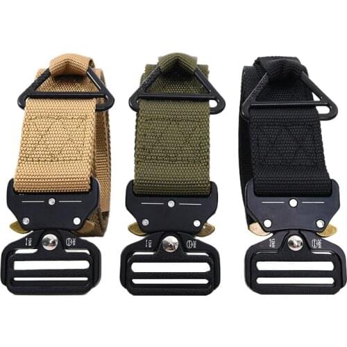 Metal socket Buckle Canvas Belts for Men Military Tactical Triangle buckle can hang items Cancas Nylon Unisex Belt