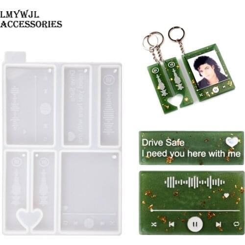 DIY Couple Heart-shaped Keychain Epoxy Resin Silicone Mold Music Player Jewelry Pendant Mold Silicon Molds for Resin Art