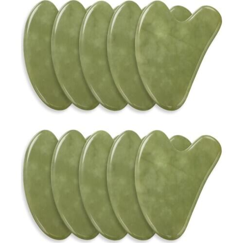 10Pcs Face Massage Roller Guasha Board Natural Jade Stone Gouache Tool Anti-Aging Skin Care Facial Massager Gouache Scraper