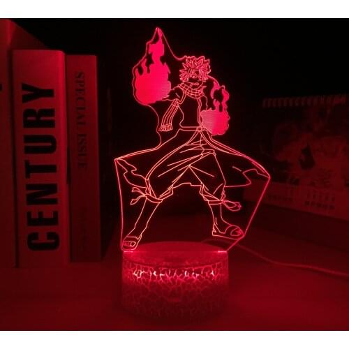Anime Fairy Tail Natsu Dragneel 3D Crake White Base Night Light LED Touch Sensor Nightlight for Child Gift Room Decor Table Lamp