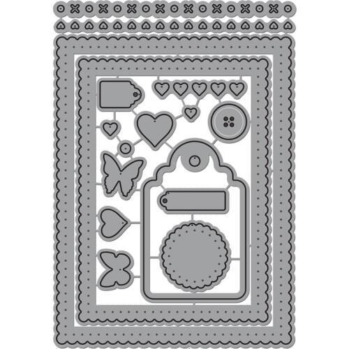 17pcs/Set Scallop Rectangles and Essentials Metal Cutting Dies Stencil for DIY Scrapbooking Album Embossing Paper Cards Crafts