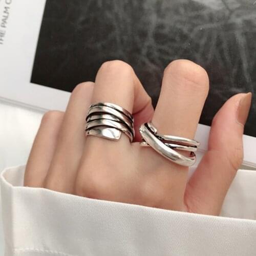 Vintage Womens Ring on Phalanx New Fashion Aesthetic Hollow Irregular Geometric Adjustable Accessories Jewelry Gift Wholesale