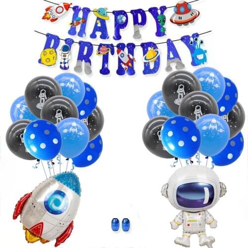 25pcs/set Outer Space Party Astronaut Rocket Foil Balloons Galaxy/Solar System Theme Party Kids Birthday Party Decoration Favors