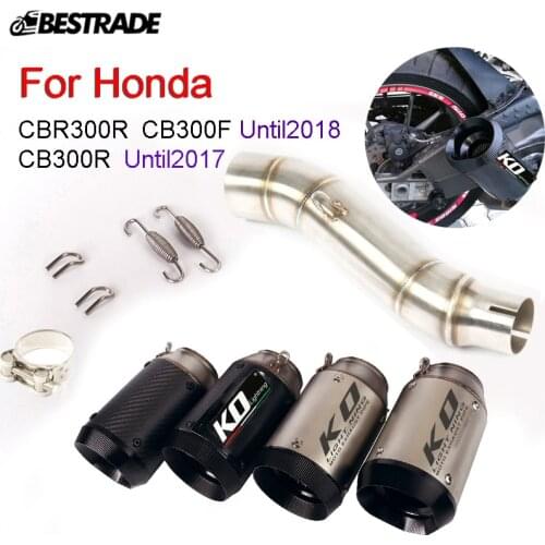 Motorcycle Exhaust System For Honda CBR300 CB300F Until2018 CB300R Unitil 2017 Middle Connect Link Pipe Slip On 51mm Muffler Tip