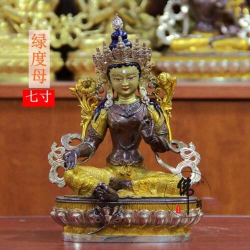 High grade Tibet temple Green Tara Avalokitesvara buddha statue family good luck safety healthy Protection Buddhism statue