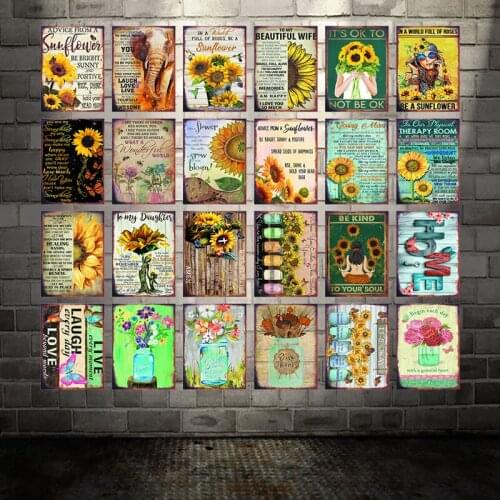 [ WellCraft ] Sunflower Tin Signs Posters Retro Wall Plaque Custom Pub Decor WX-5