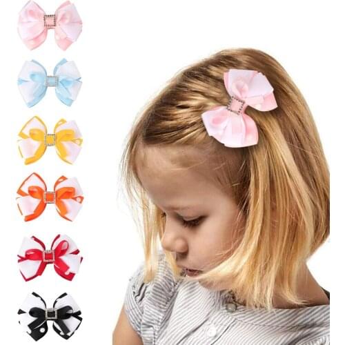 Polka Dot Printed Bowknot Hairpin for Baby Girls Sweet Princess Diamond Hair Clip Handmade Cotton Hairclip заколки для девочек