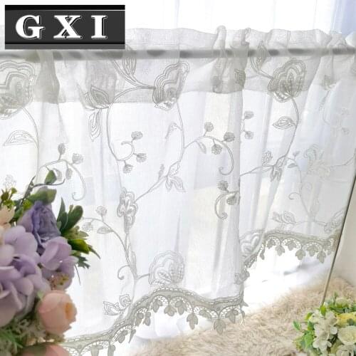 Bay Window Kids Study Flax Half Curtain Fabrics Embroidered Red Ladybug Curtains For Door Window Partition Kitchen Drape WP121-3