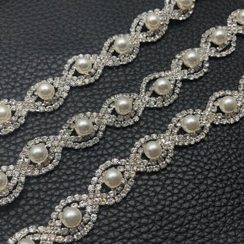 10Yards Bling Crystal Wedding Dress Accessory Rhinestone Trim Pearls Claws Rhinestones Chain