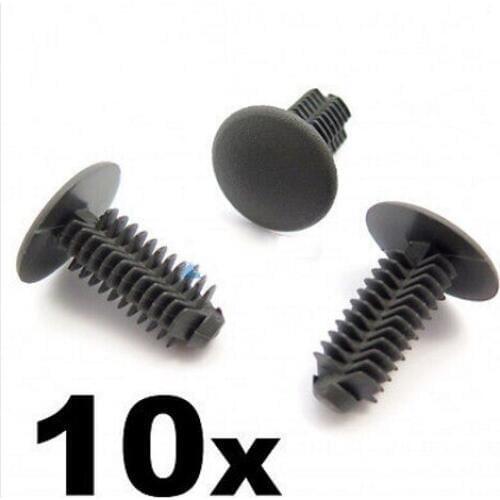 10x For Plastic Fir Tree Trim Clips- 8mm Hole, 18mm Head, For Dark Grey- Perfect for VW