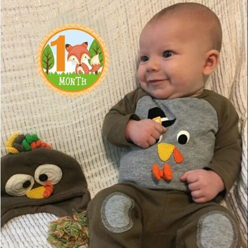 12 Pcs Cartoon Months Cards Skills Cards Memorial Stickers Newborn Photography Props Memory Recording Milestone Stickers 69HE