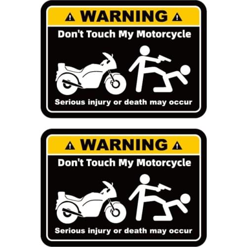 2 Pcs Don't Touch My Motorcycle Warning Slogan Waterproof Reflective Stickers Decals 8cmx5.6cm