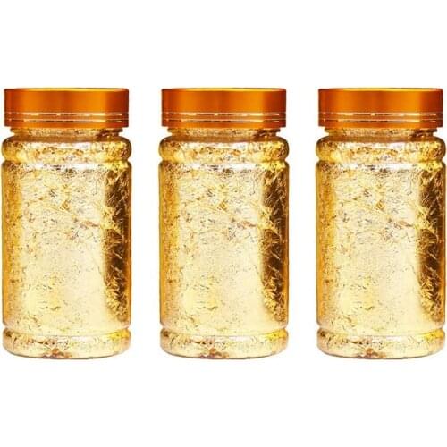 3Pcs Metallic Foil Paper Silver Gold Leaf Flakes for DIY Craft Painting Gilding Crafting Nail Arts (Golden)