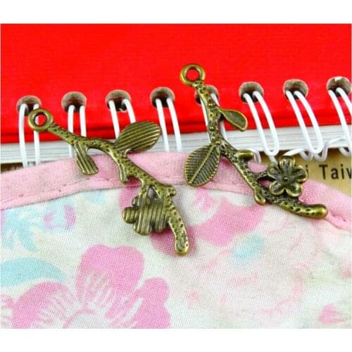 40pcs/lot 39*17MM Antique Bronze Plated Charms Flower Branch Pendant Flower Branch Charms Jewelry Findings