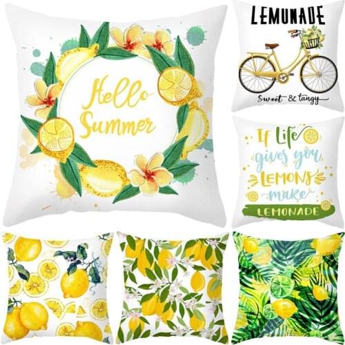 45x45cm Lemon Orange Print Fashion Throw Pillow Case Cushion Cover Home Sofa Bed Decor