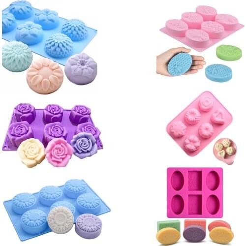 6 Cavity Flower Shaped Silicone DIY Handmade Candle Cake Mold Supplies 6 Hole Crafts Soap Mould