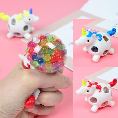 8.5cm Cute Unicorn Horse Soft Beads Animal Decompression Vent Hand Fidget Toys Squeeze Release Pressure Childrens Toy Kids Gift