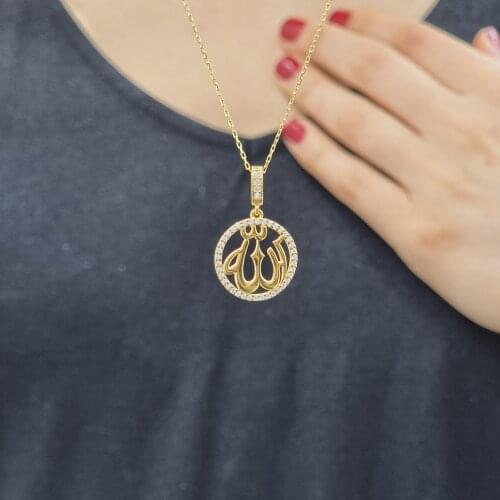 Allah 925 Sterling Silver, Gold, Rose Plated Zircon Necklace For Women Girls Handmade Fashion Jewelry Elegant Minimalist