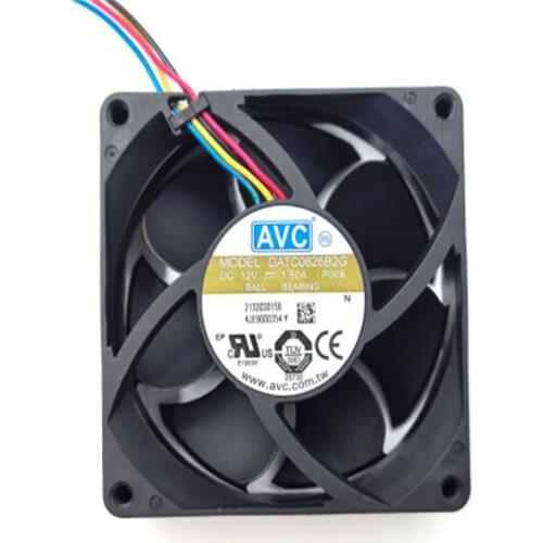 AVC DATC0825B2G 8cm 8025 12V 1.60A four-wire high-speed heat dissipation fan