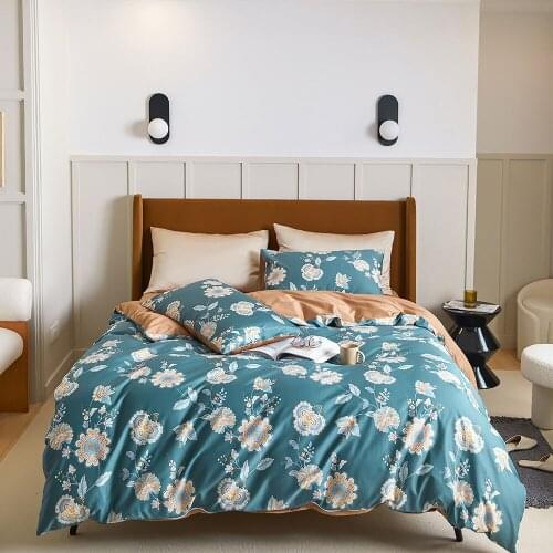 Papa&Mima Bohemian Mandala Flowers Blue Duvet Cover Set Fitted Sheet Egyptian Cotton Bedlinens 4pcs Queen King Size Bedding Set