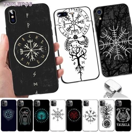 TOPLBPCS Viking Vegvisir Odin Nordic black Phone Case Hull for iPhone 8 7 6 6S Plus X 5S SE 2020 XR 11 12 pro XS MAX