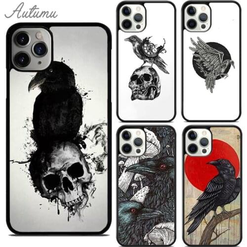 Evil Crow Skull Phone Case for iPhone 11 12 Pro Max mini X XR XS SE 2020 5 6S 7 8 Plus Samsung Galaxy S8 S9 S10 Cover shell