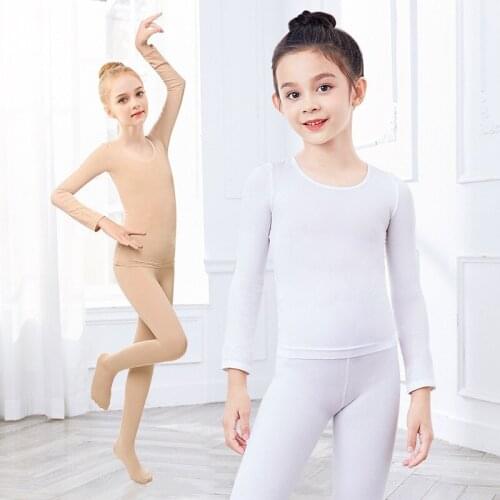 Girls Ballet Underwear Suits Kids Nude White Dance Tights Thicken Leotard Stretch Ballet Dance Wear for Autumn Winter