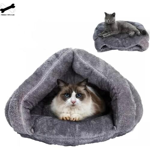 Winter Warm Triangle House Cat Ultra Soft Pet Kennel Universal Dog Mat High Quality Windproof Pad Thick Sleeping Bag Yurt Nest