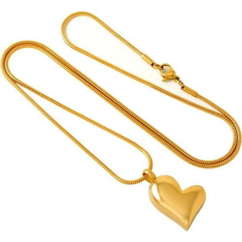 IJD8032 Always in my heart Custom Stainless Steel Gold Heart Cremation Souvenir Pendant for Ash Urn Memorial Necklace for Gift