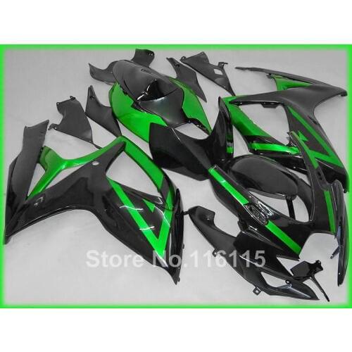 Fairing kit for Suzuki GSXR 600 750 K6 K7 2006 2007 black green aftermarket set GSX-R600 GSX-R750 06 07 fairings 3