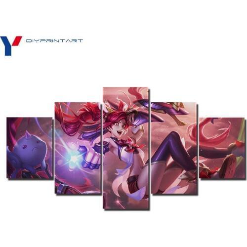 League Legends Jinx Star Guardian 5 Pcs/set Canvas Art Print Game Poster Picture for Living Room Home Decor A0869