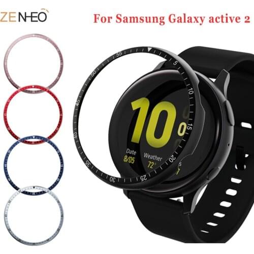 For Samsung Galaxy Watch active 2 40mm 44mm Bezel Ring Aluminum alloy Sculptured Time Units Adhesive Anti-scratch Cover Rings