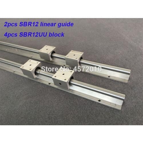 2pcs SBR12 12mm linear rail 600mm 650 700 750 800 850 900 1000mm linear guide with 4pcs SBR12UU block cnc router part